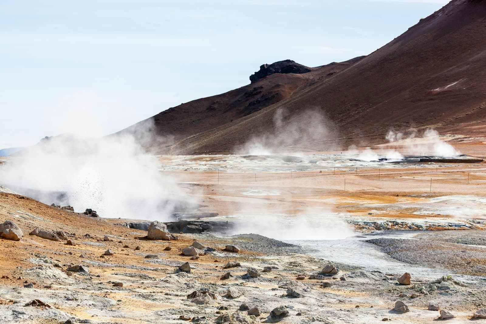 Steam rising from the ground