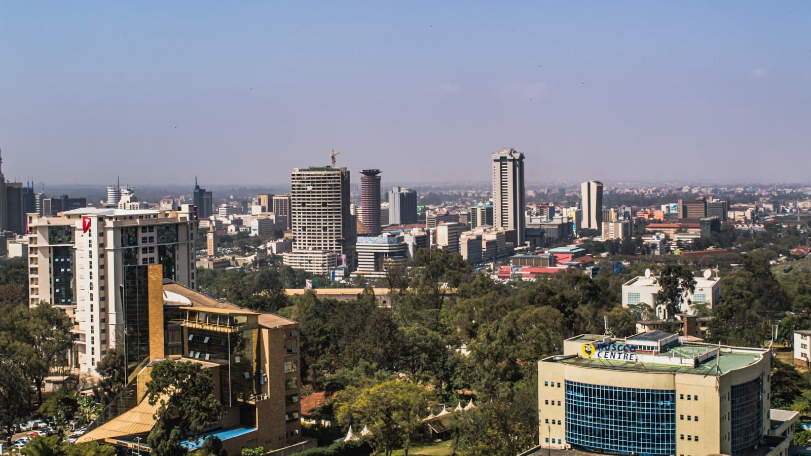 The Nairobi skyline on a sunny day
