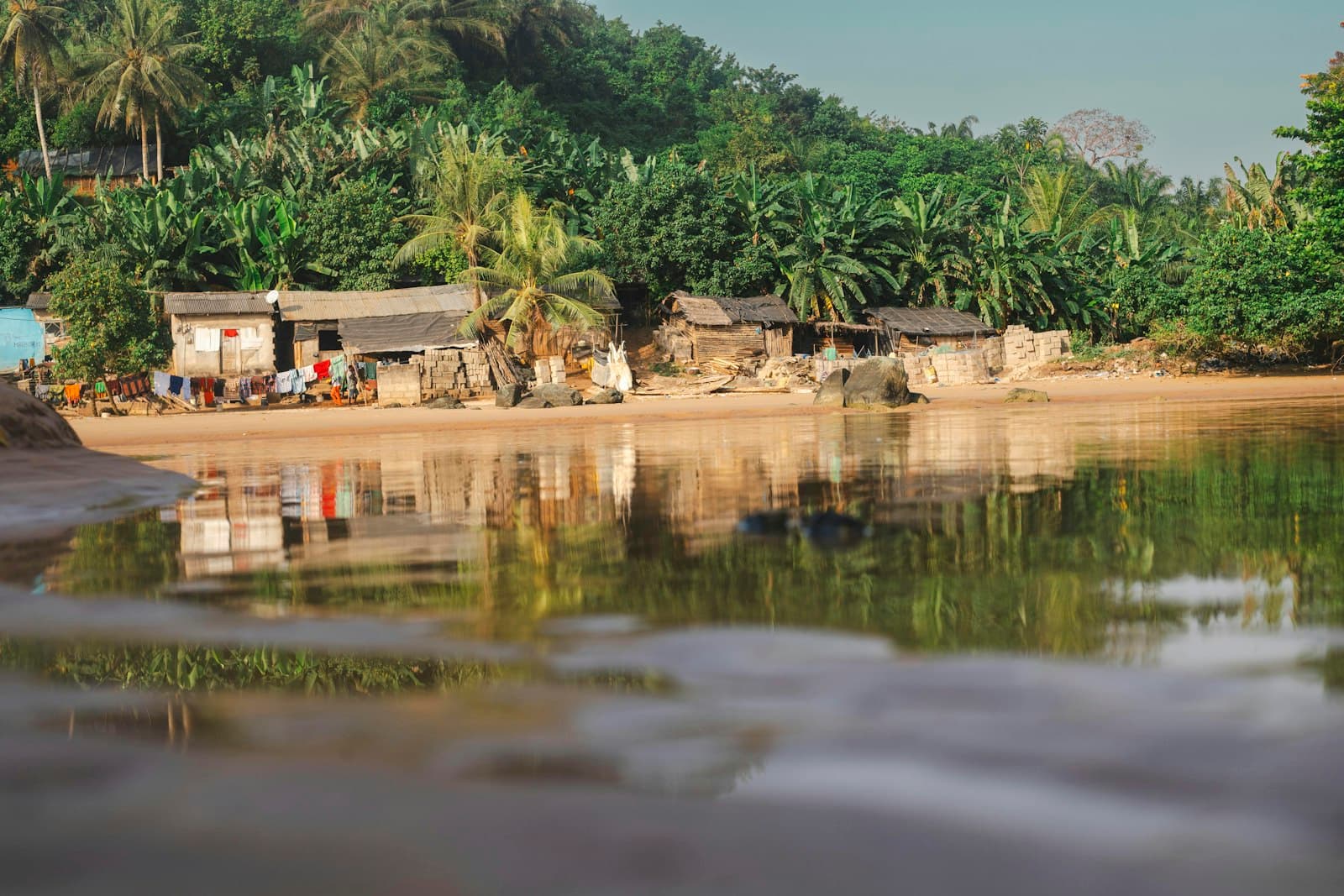 A small village on the shore of a river
